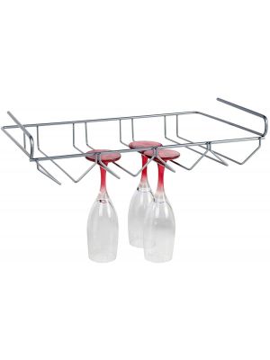 Metal Under Shelf Stemware Wine Glass Hanger Holder Storage Rack (Set of 2)