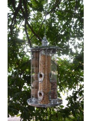 Large Triple Bird Feeder Peanut Seed And Fat Ball Feeder In One Hanger