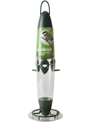 Wild Bird Peckish 6 Port Seed and Nyjer Bird Feeder Green