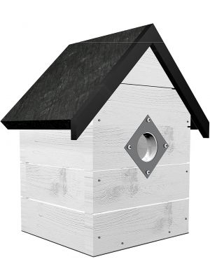 Wooden Off-White Nesting Box Traditional Bird Nest House Small Birds 