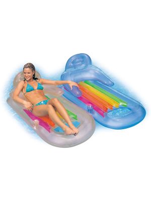 Intex King Kool Lounge Floating Swimming Pool Lounger with Headrest & Cupholder
