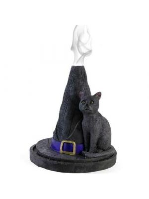 Witches Hat With Cat Incense Cone Holder