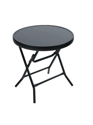 Indoor Outdoor Home Garden Patio 40cm Round Folding Side Drinks Table Black