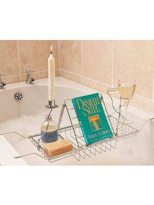 Adjustable Bath Rack Book Stand Bathtub Bridge Shelf Tray Glass Holder