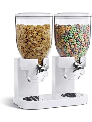Double Cereal Dispenser Dry Food Storage Container Dispenser Machine White