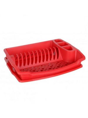 Large Plastic Dish Plate Utensil Drainer Rack Kitchen Draining Holder Red