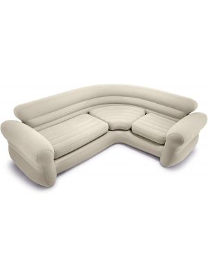 Inflatable Waterproof Flocked 4 Persons Capacity Corner Sofa Beige