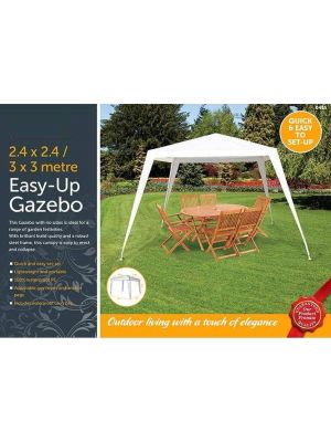 Outdoor Garden Gazebo 2.4*2.4*3.3m | Canopy Party Wedding Tent Shelter – White