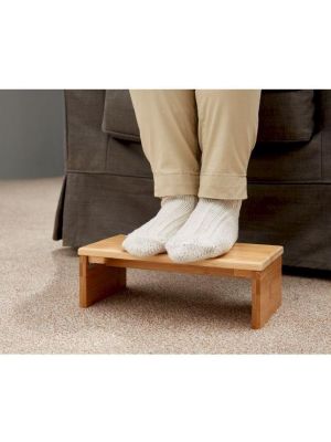 Folding Wooden Bamboo Footrest Foot Stool Footstool Natural Wood Portable