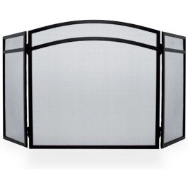 Folding Fire Guard with Magnetic Double Doors 3-Panel Steel Fireplace ...
