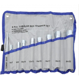 8pc Tubular Box Spanner Set, From 6mm to 22mm, With Carry Case