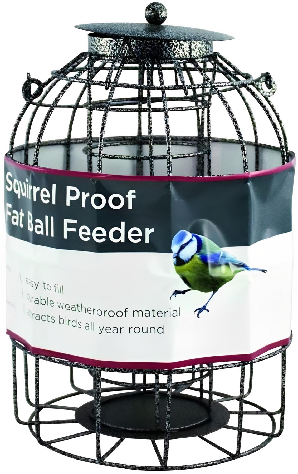 Wild Bird Caged Fat Ball Feeder, Easy to Fill and Clean, Squirrel Proof