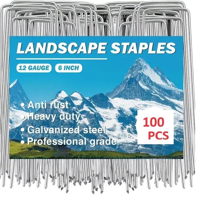Unibos | Garden Pegs - 6"/150mm Φ3mm Galvanised Steel Landscape Staples, Strong U-Shaped Ground Stakes for Securing Weed Control Membrane, Fabric, Art