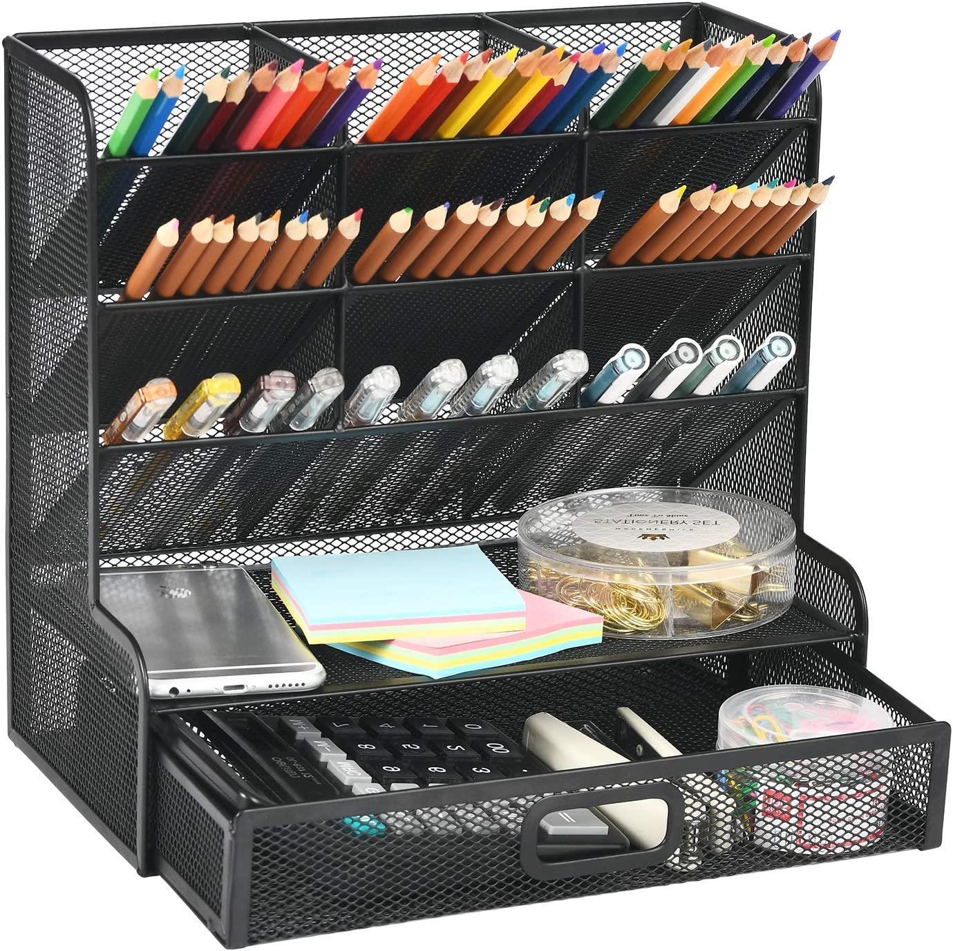 Desk Organiser Set Metal Mesh Office Pen Pencil Holder Stationary Organizer Tidy