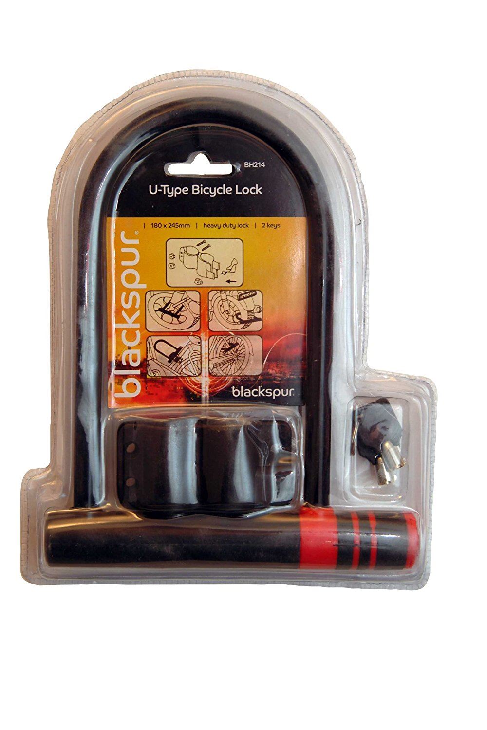 Bicycle Motorcycles Heavy Duty Large U-Type Bike Lock with 2 Keys 180 X 245mm