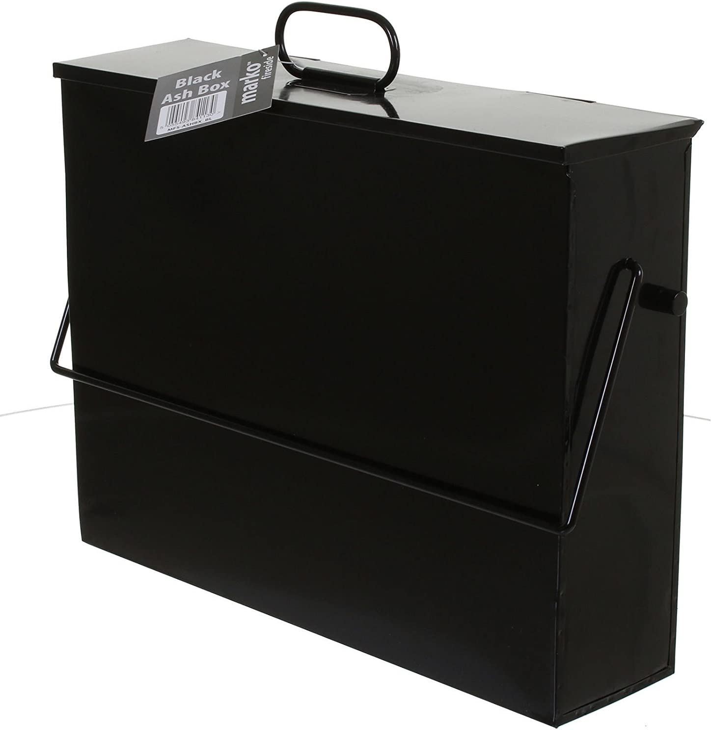 Fireside Ash Carrier Galvanised Metal Hot Tidy Box Container Fireplace Pan Bucket Bin Ash Storage Box (Black)
