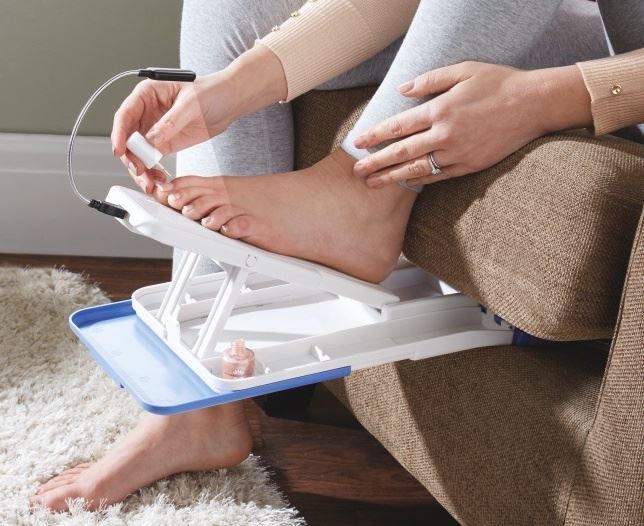 Folding Pedicure Footrest Feet Rest Angled Foot Stand Led Light Toenail Toe Nail