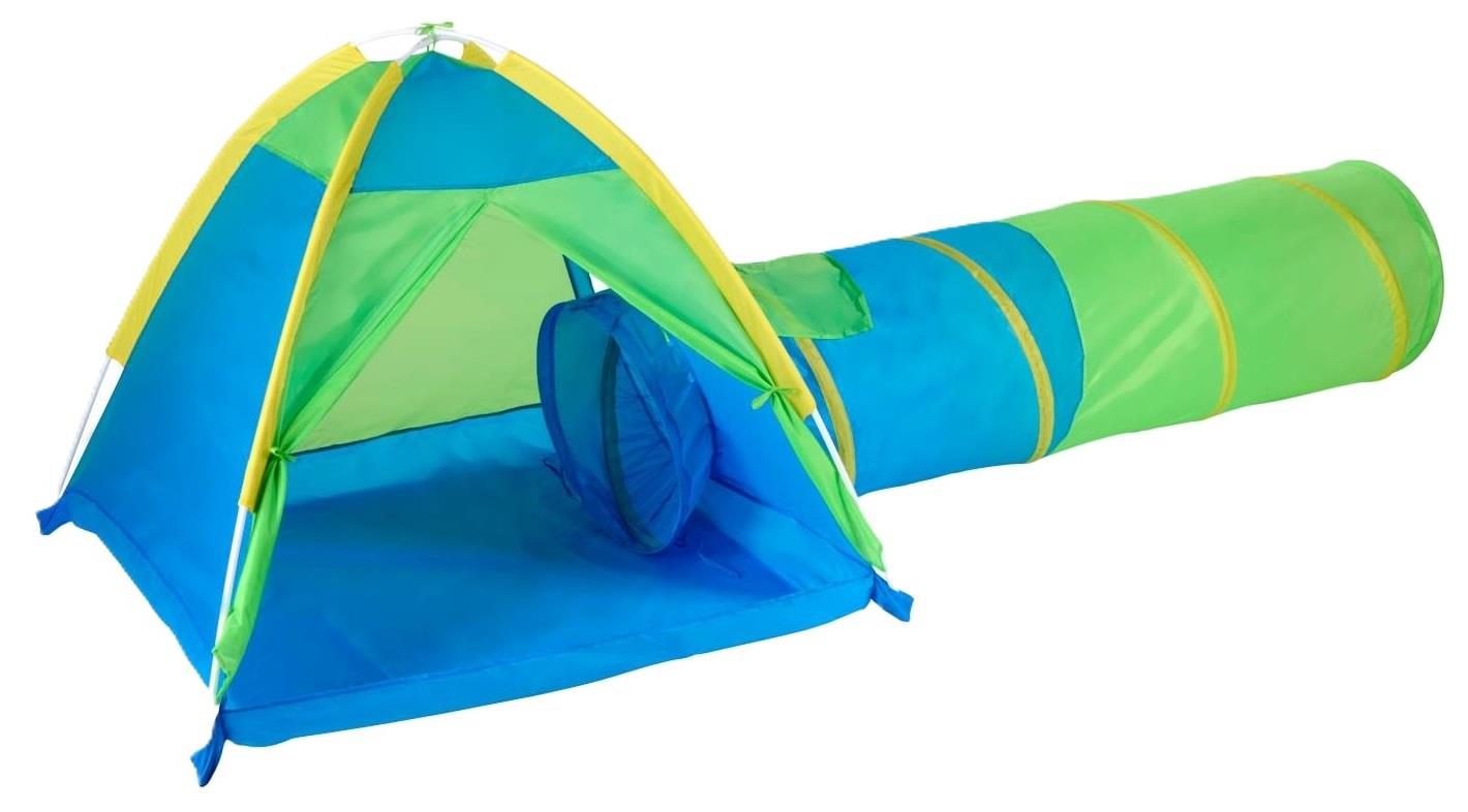 GIANT 2 PIECE PLAY TENT SET KIDS POP UP CRAWL TUNNEL DEN KIDS TOY INDOOR OUTDOOR