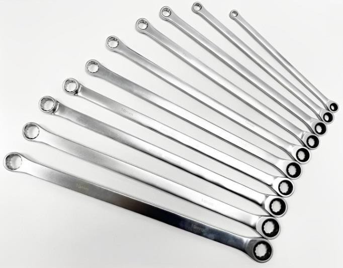 10pc Long Ratchet Spanner Wrench Set 8-19mm 6150 CRV