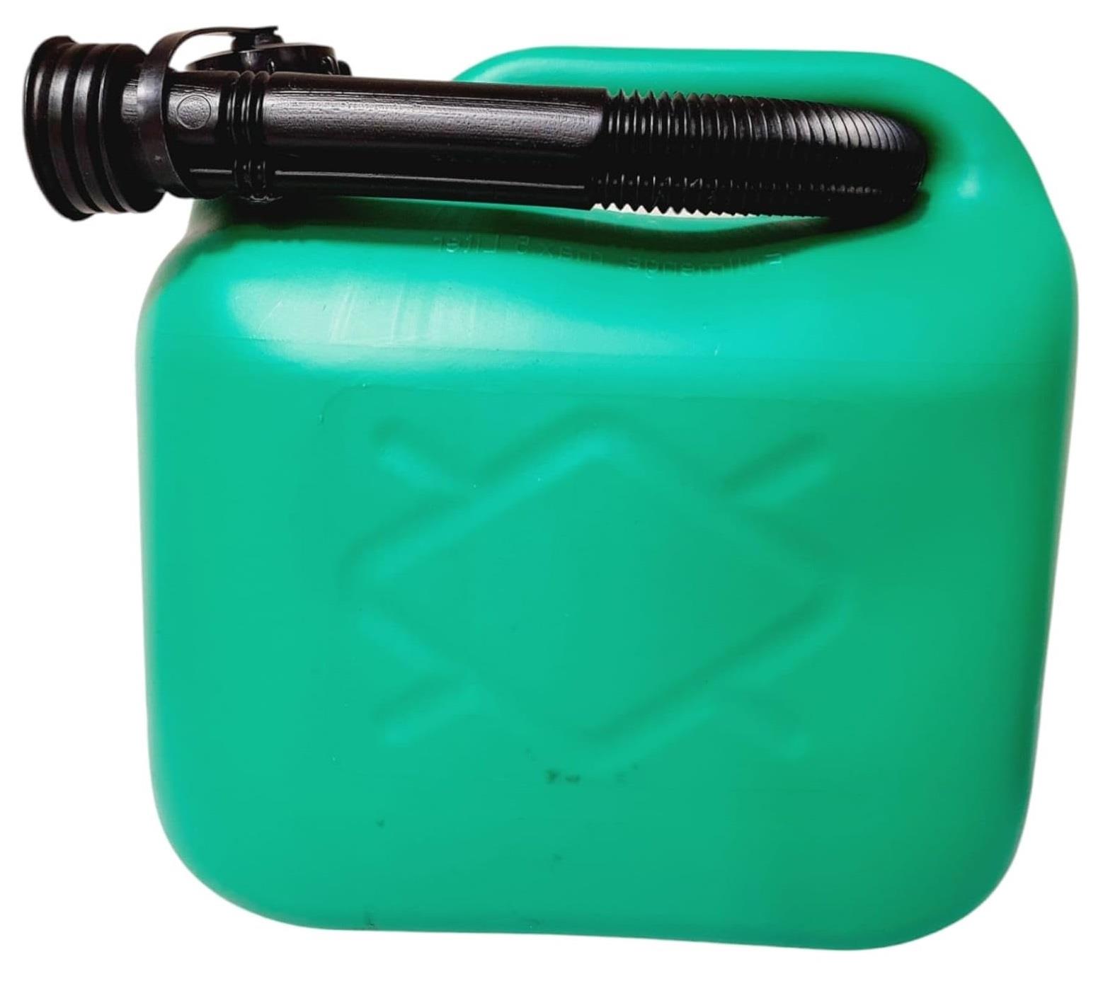 5L Green Petrol Fuel Jerry Can Garage Workshop Plastic Flexible Spout 5 Litre