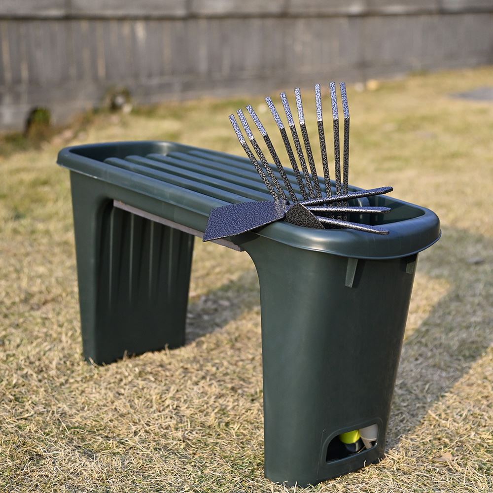 Plastic Green 10mm Thick Foam Padded Garden Kneeler Seat with Tool Storage