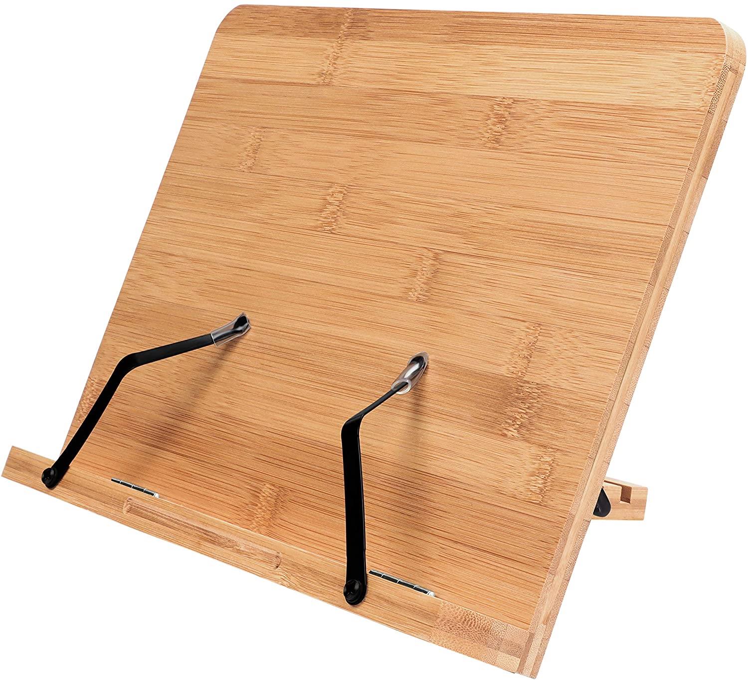 Adjustable and Foldable Natural Bamboo Cook book iPad Tablets Holder Stand