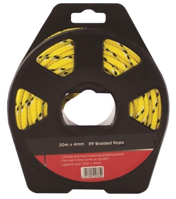 20M x 4MM Polypropylene Braided Rope – Strong Clothes Washing Line Poly String