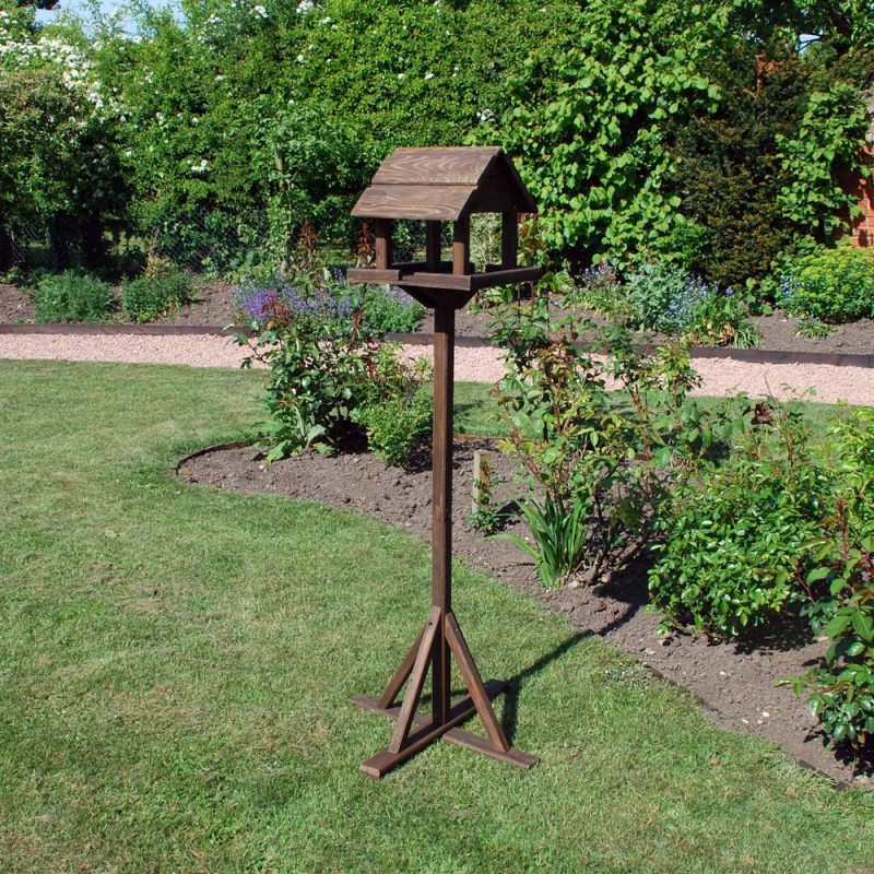 Premium Wooden Bird Table Portable Feeding Station Delux Feeder Free Standing