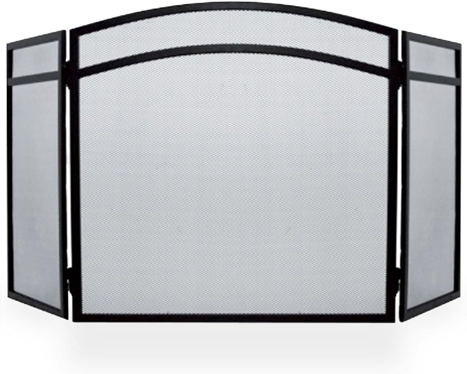 Folding Fire Guard with Magnetic Double Doors 3-Panel Steel Fireplace Screen