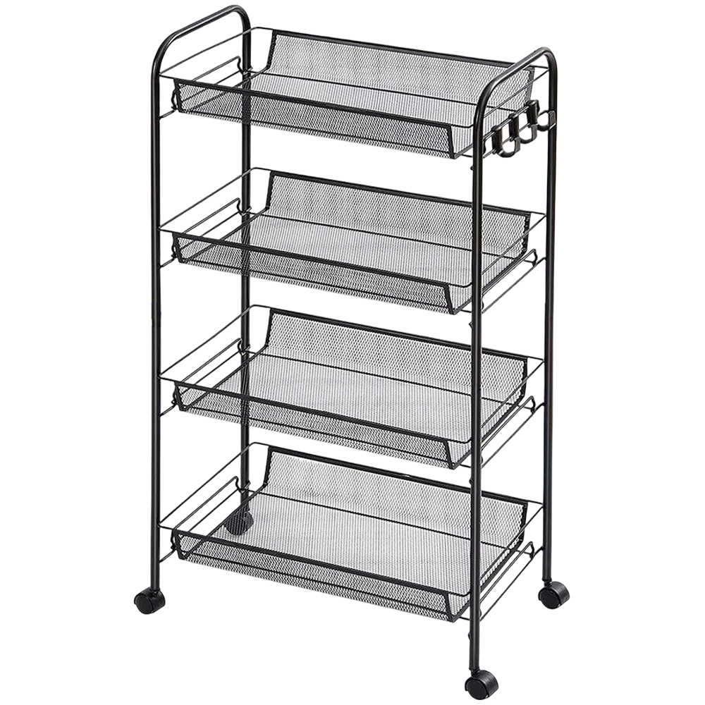 4 Tier Kitchen Storage Vegetable Cart With Wheels Fruit Trolley Basket Rack