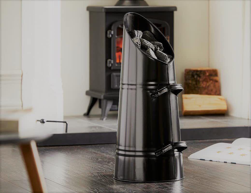 Heavy Duty Anthracite 23" Coal Hod, Bucket Coal Scuttle Black Bronze Galvanised High Quality for Fireplace Fire Side