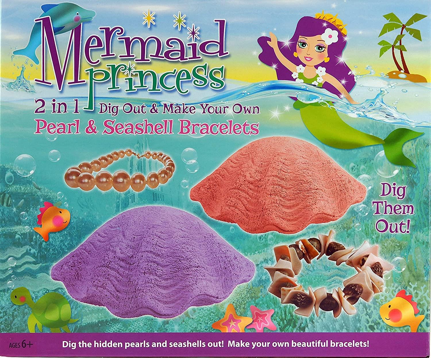 Girls 2 in 1 Dig Out and Make Your Own Pearl and Seashell Bracelet Play Set