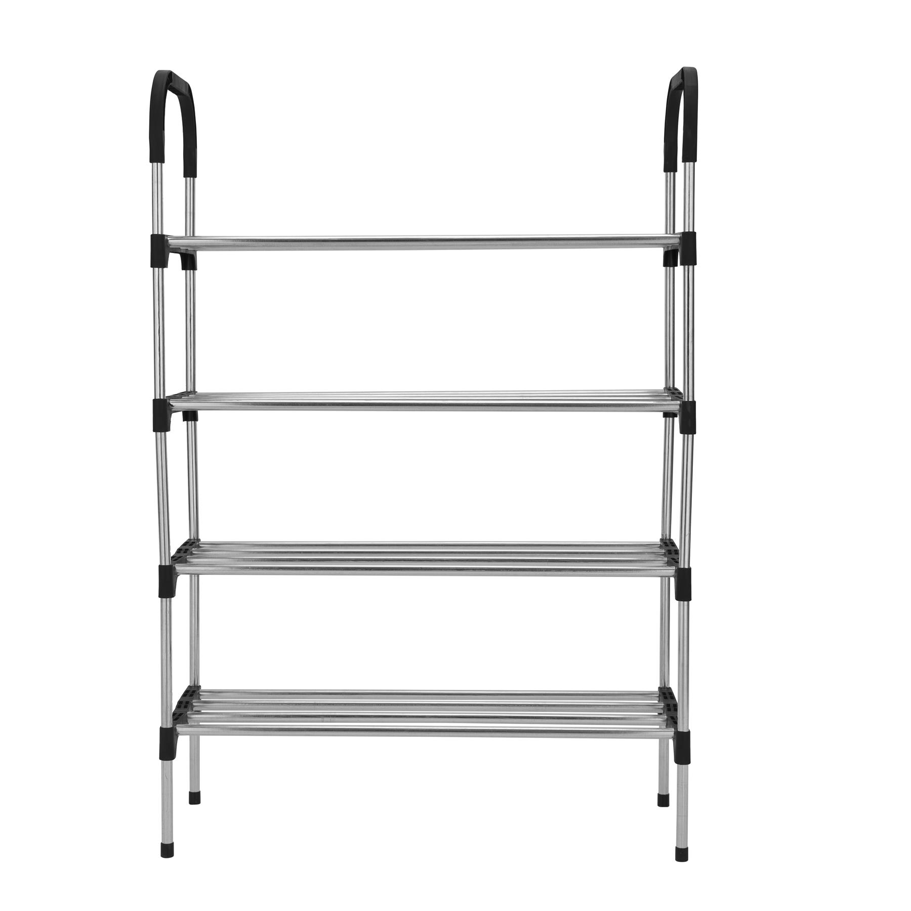 Unibos 4 Tier Shoe Slots Rack - Space Saving Shoe Storage Organiser with Quick, Assembly - Shoe Slots Holds 14-18 Pairs - Dimensions (L) 55.5cm x (W)