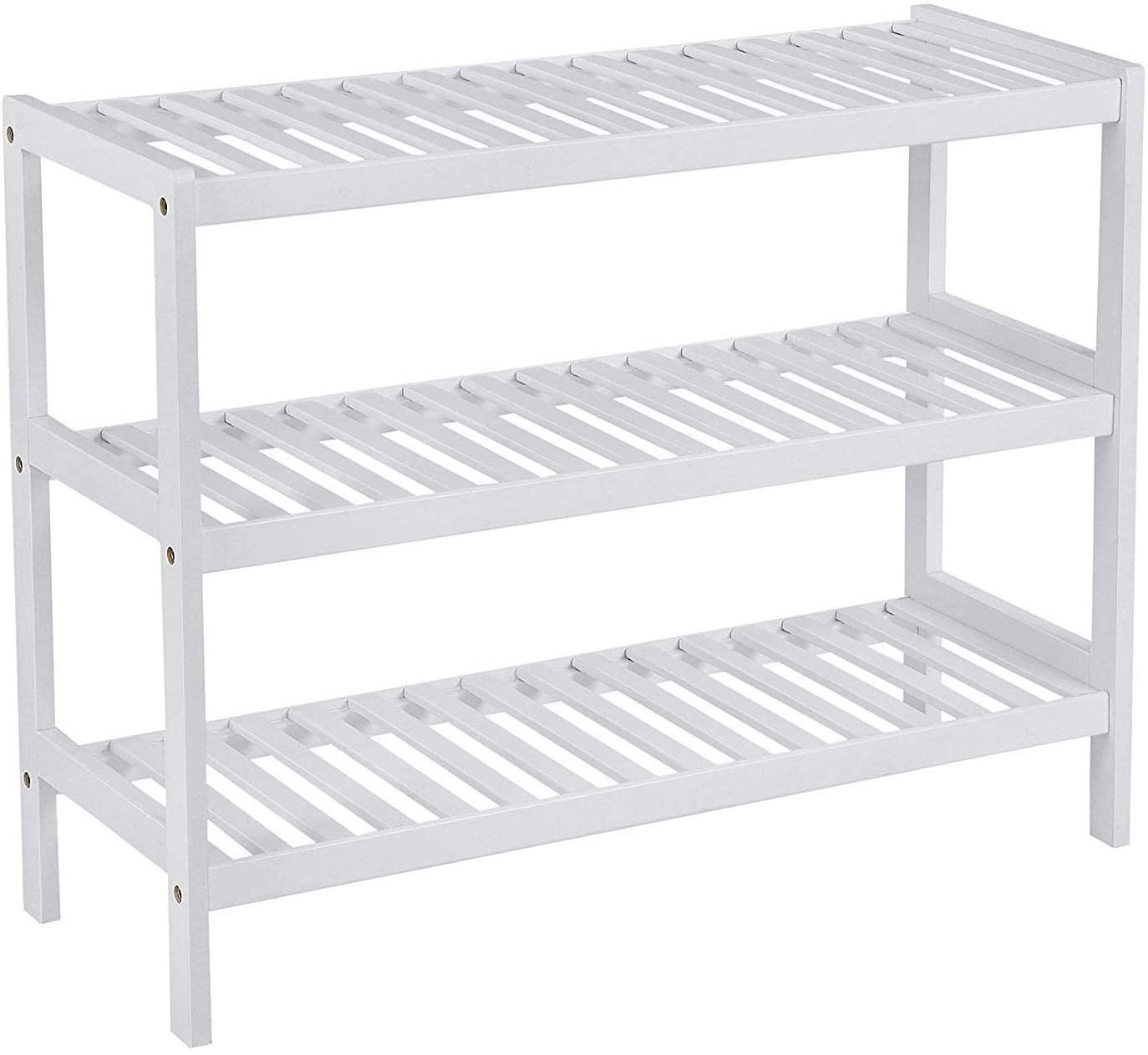 3 Tier Natural White Bamboo Shoe Rack Stand Holder Storage Shelf Unit Organiser