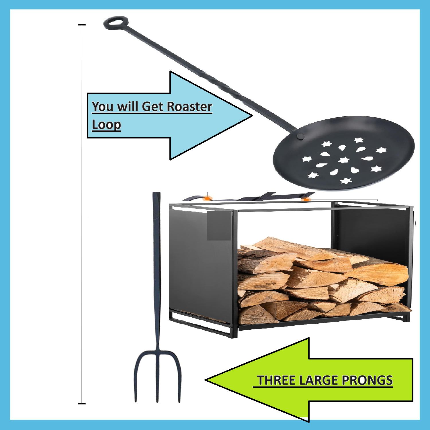 Chestnut Roaster Loop Twisted Fire Wood Burner Steel Metal 600mm Roasting