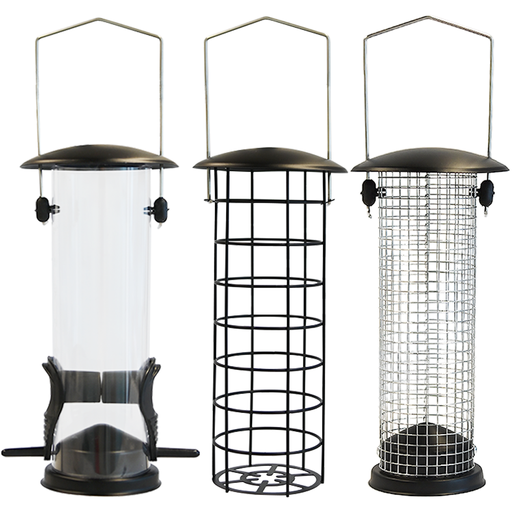 3 Pack Bird Seed Feeder Hanging Loop Metal Premium Treat Feed Outdoor Garden