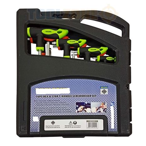 16 Piece T Handle Hex Star Screwdriver Set CRV Torx Allen Storage Case