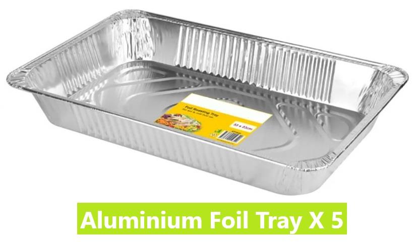 5XFoil Baking Trays Large Tray Bake Containers Aluminium Disposable 53x33x 8cm