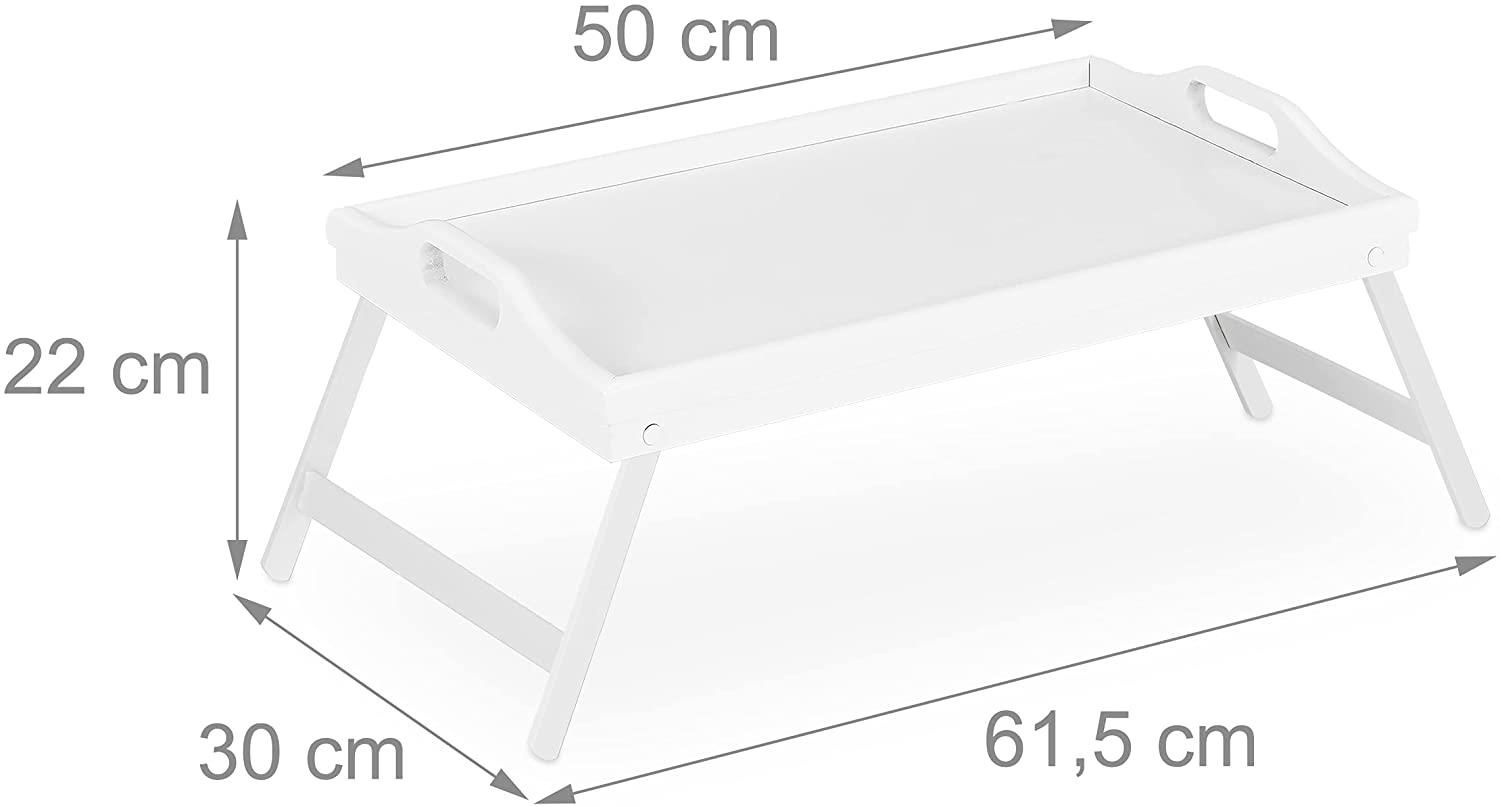 Natural Bamboo Foldable Legs Breakfast in Bed Serving Lap Raised Edge Tray White