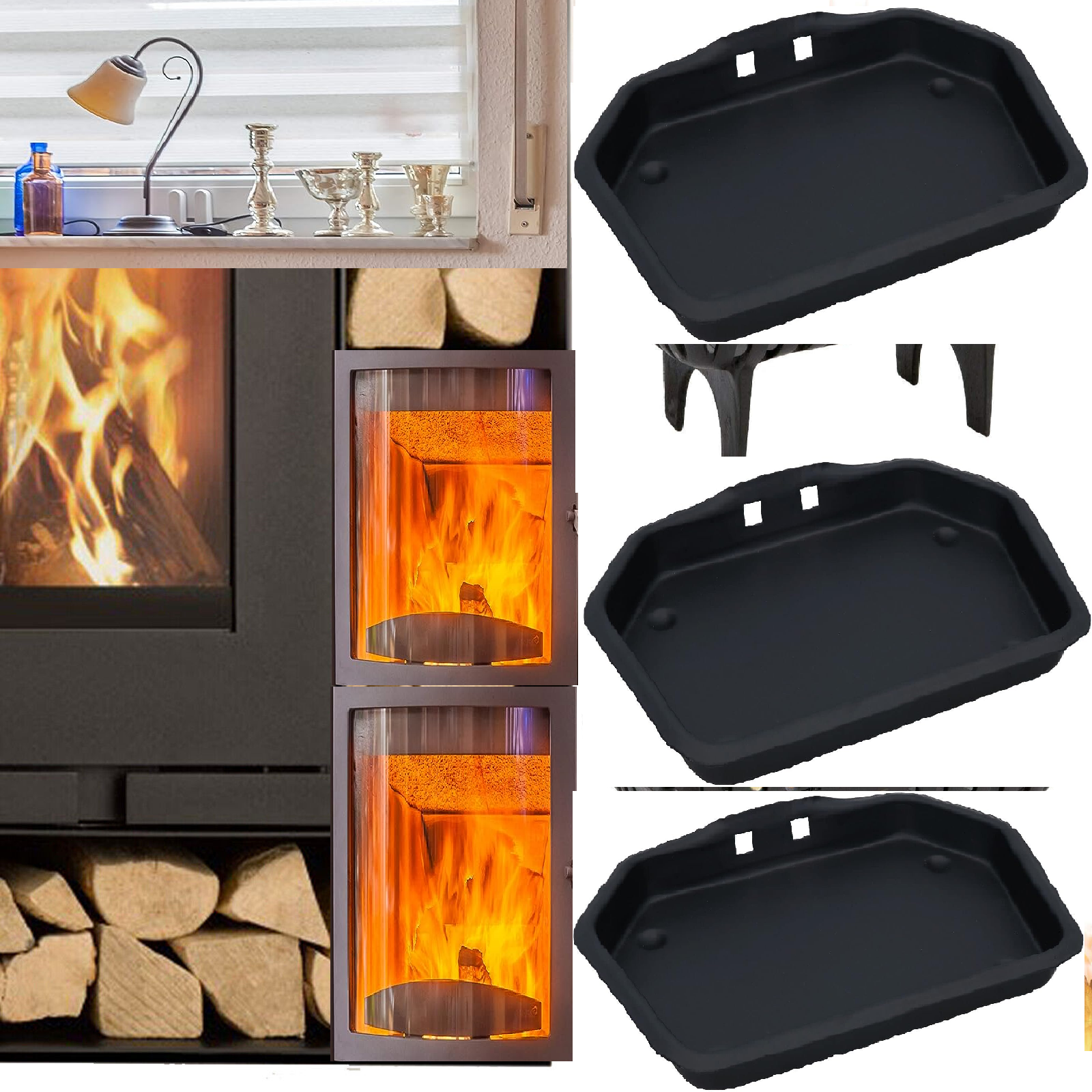 Fireside Ash Pan Fireplace Grate Tray Ashpan Coal Fire Carrier Catcher Black NEW