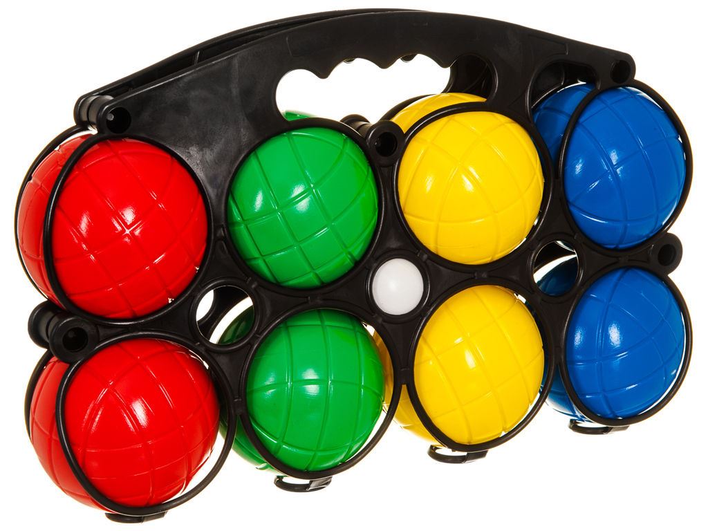 SET 8 PLASTIC FRENCH BOULES BALLS PETANQUE JACK & CARRY CASE GARDEN PICNIC GAMES