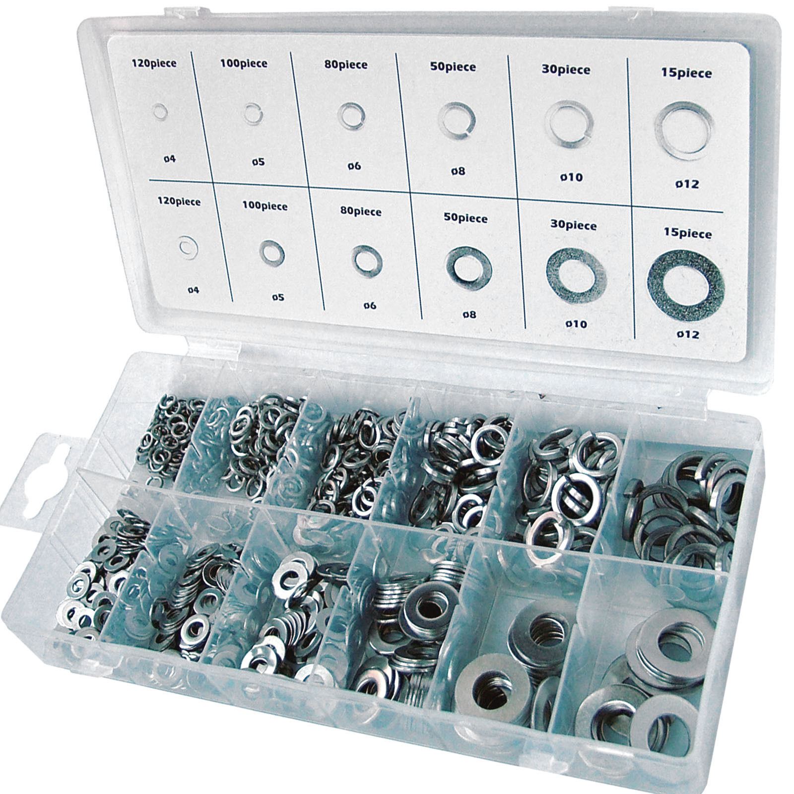 790 Piece Flat & Spring Stainless Steel Assorted Washers Set Rust Resistant