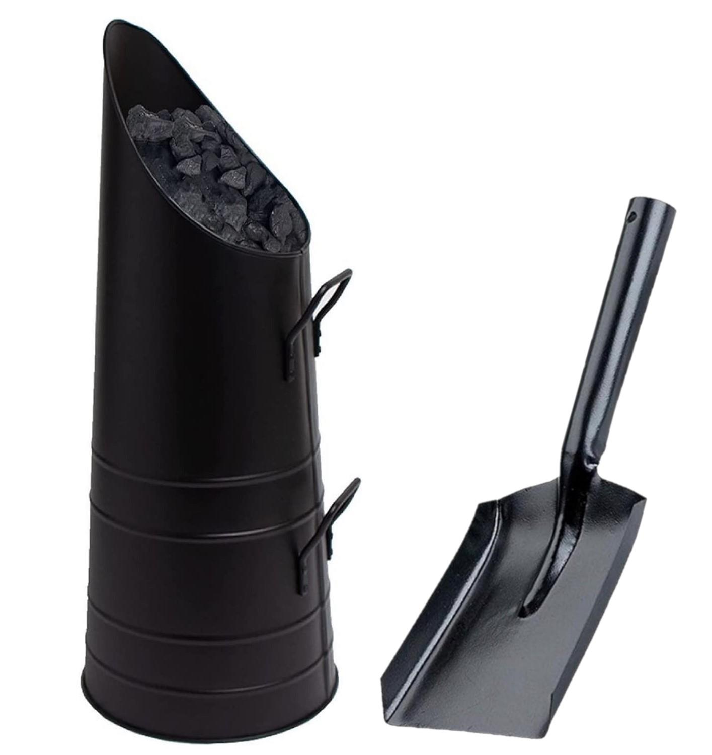 21" COAL HOD TRADITIONAL BLACK FIRE COAL BUCKET SHOVEL FIREPLACE LOG SCUTTLE