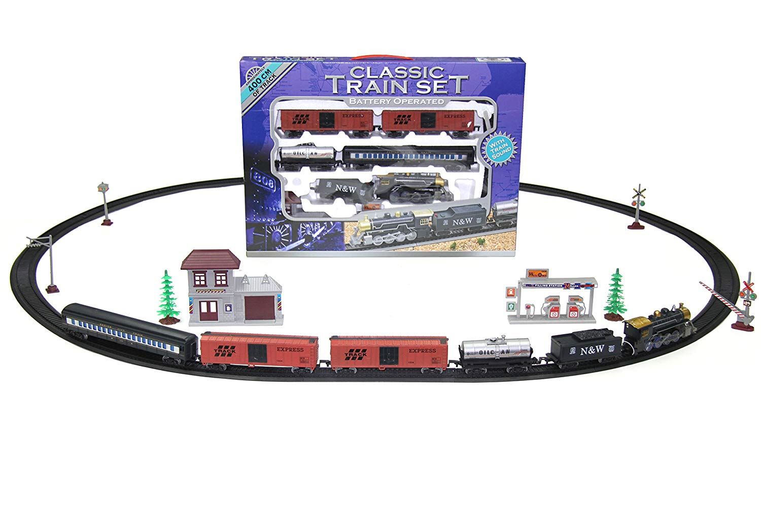 Classic Retro Electric Large Toy Train With Tracks | Battery Operated