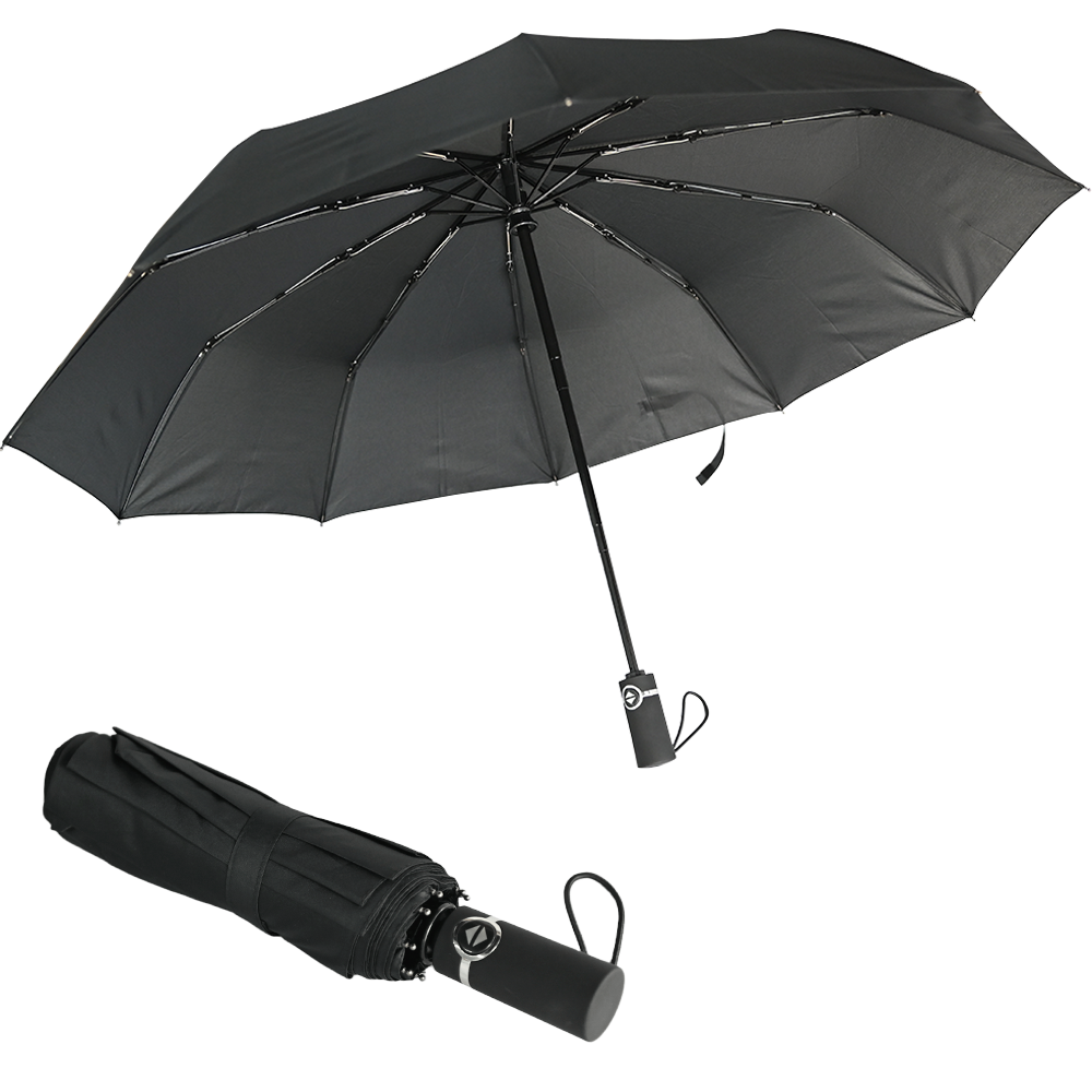 Storm proof Vented Automatic Umbrella Folding Black Strong With Carry Case