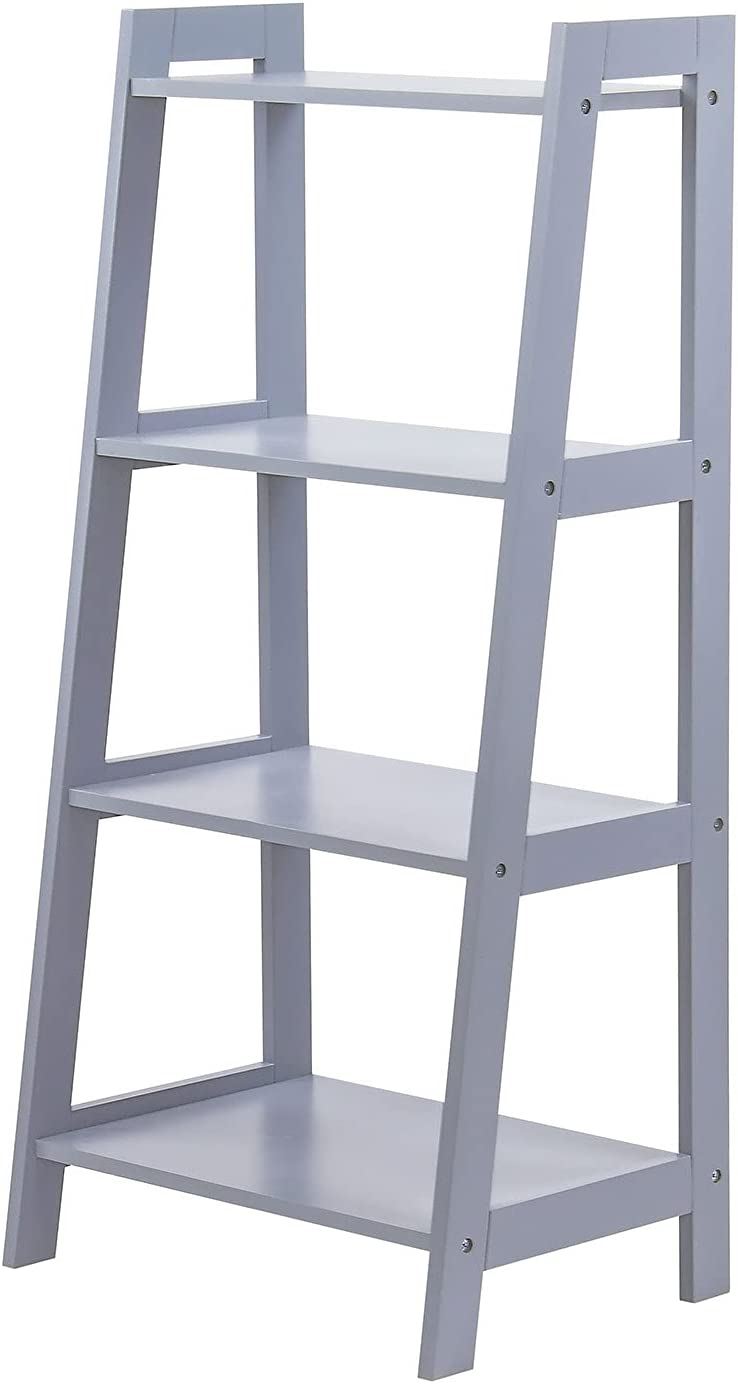 Ladder Shelf Bookcase 4 Tier Display Storage Shelving Unit Stand Wall Rack