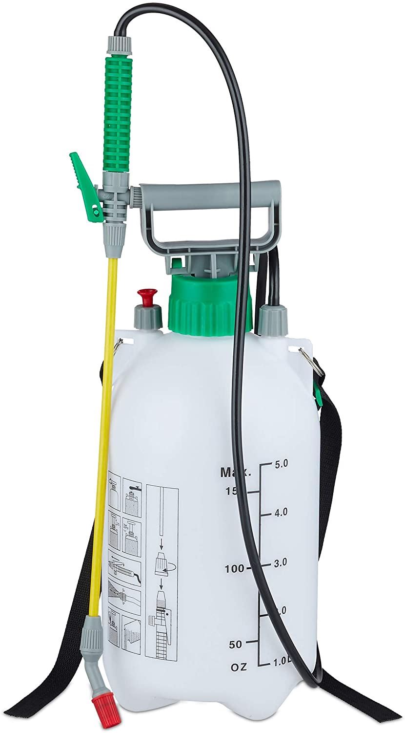 5l Pressure Sprayer Knapsack Shoulder Strap Pump & Trigger Action For Weed Killer/Water/Pesticides