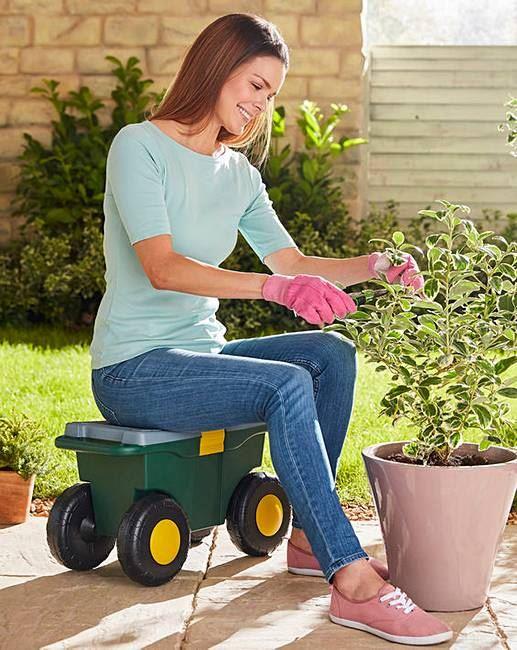 Garden Kneeler Tool Storage Wheeled Portable Weeding Cart Seat Stool Accessory