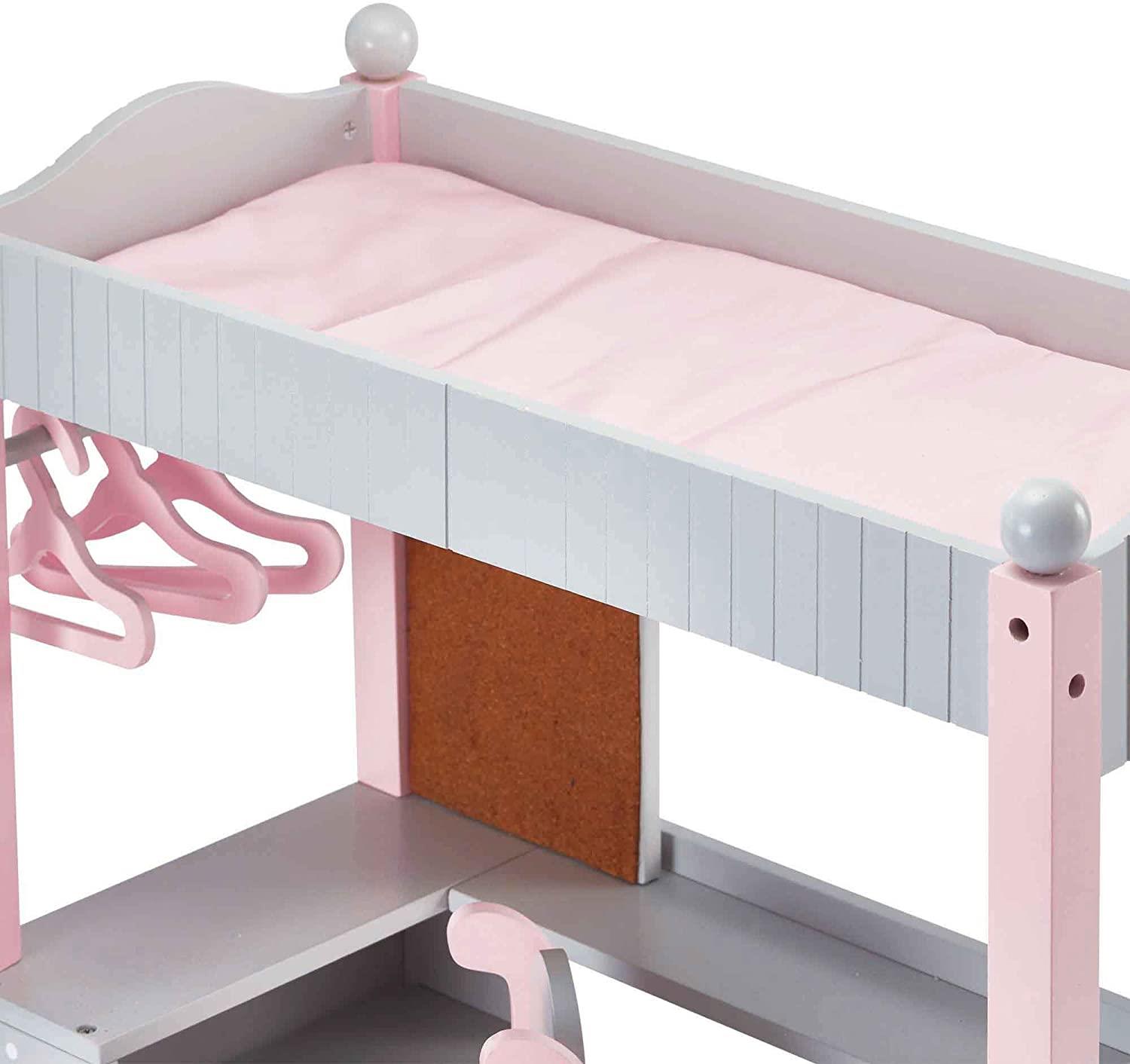 World Doll Wooden Furniture Polka Dots Double Bunk Bed Desk