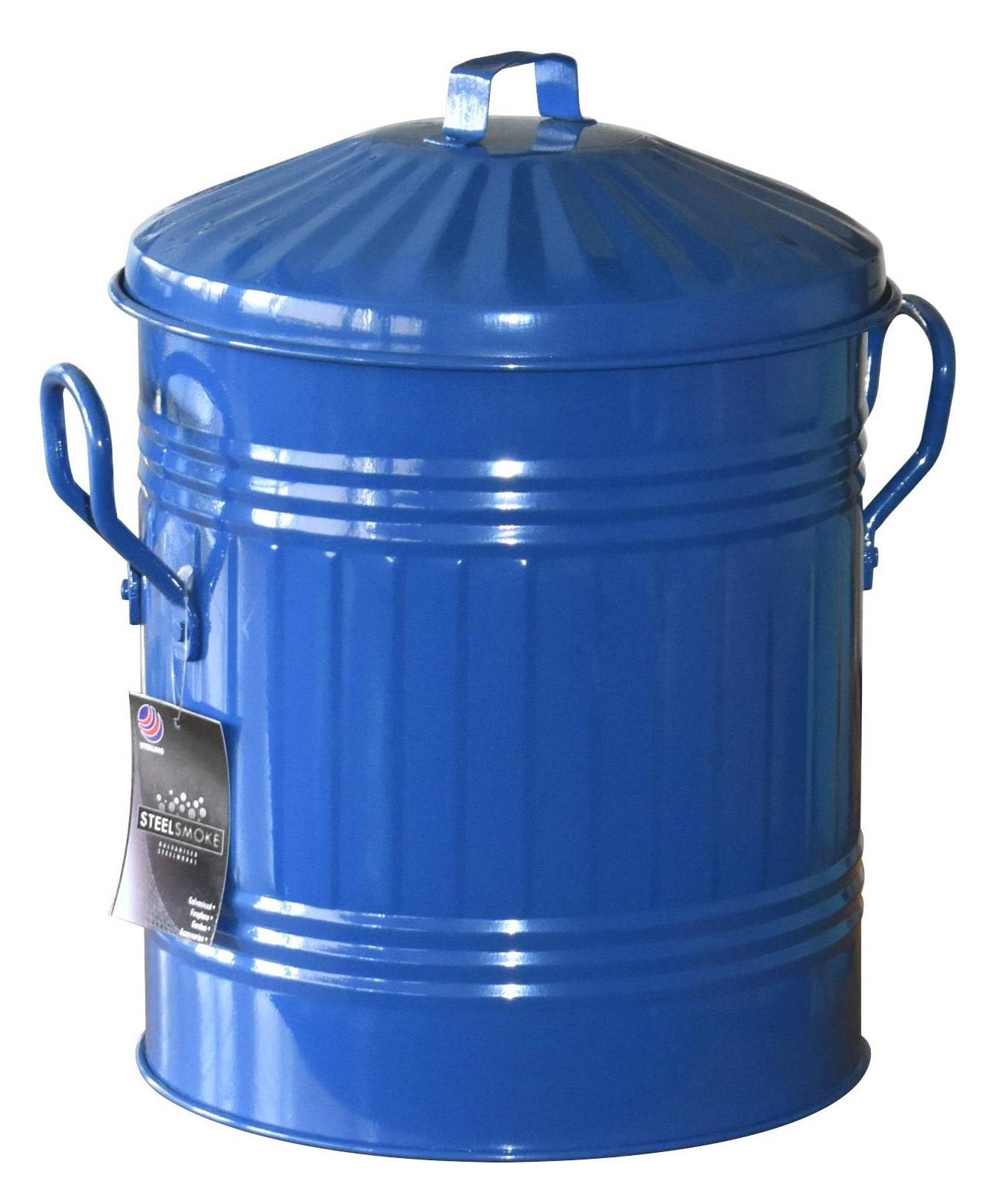 13L Extra Large Dustbin Blue Plastic Round Rubbish Bin Storage Waste + Lid